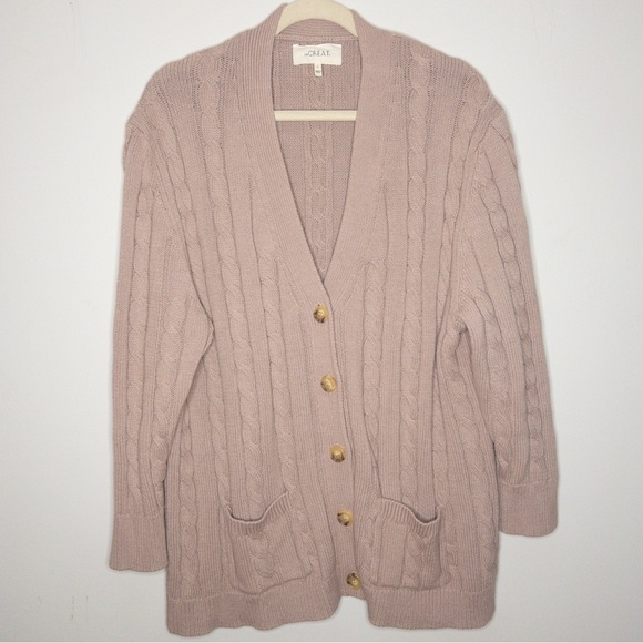 THE GREAT. Sweaters - The Great Longline Cable Knit Cardigan Sweater